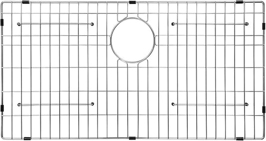 Sanycasa Stainless Steel Kitchen Sink Grid – 29-1/2” x 15-1/2” Sink Protector for Single Bowl Sinks – Rear Drain with Corner Radius 3/8", Durable Sink Grate & Drying Rack for Glassware