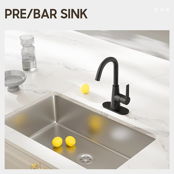 Phiestina High Arc Bathroom Sink Faucet with Pull Down Sprayer, Tall Matte Black Single Handle Pull Out Faucet with Pop-Up Drain, 1 or 3 Hole Laundry Bar Basin Faucet with Deck Plate WE10CL-ZY-MB