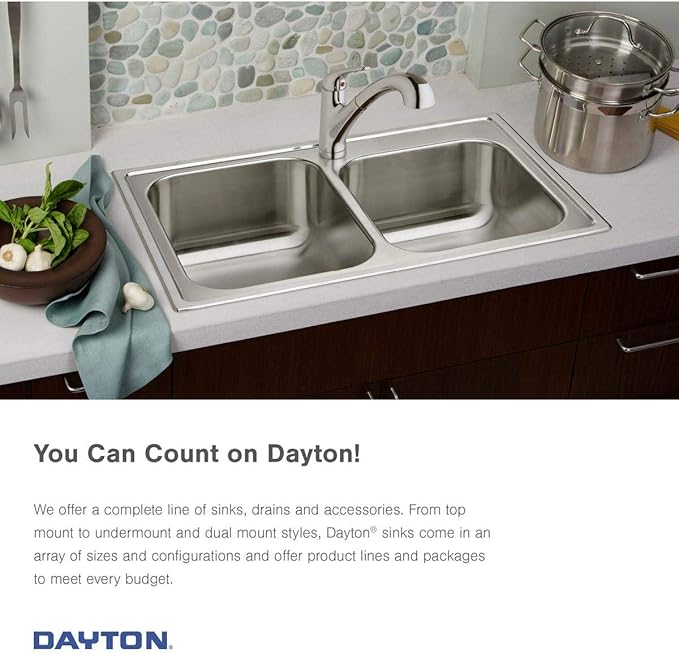 Dayton DCFU3119R Offset 60/40 Double Bowl Undermount Stainless Steel Sink, Soft Satin