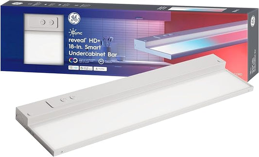 GE Cync Reveal HD+ Smart Undercabinet Light Fixture, Color Changing Undercab Light, Smart Wi-Fi Kitchen Light, Works with Alexa and Google Home, 18-in Bar, 93131251