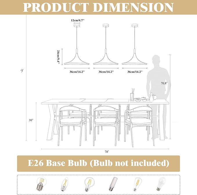 KCO Lighting Nordic Modern Macaron Pendant Light 3-Pack Farmhouse Barn Pendant Light Colorful Pendant Lighting Kitchen Island Lights Ceiling Hanging Over Island (Big)
