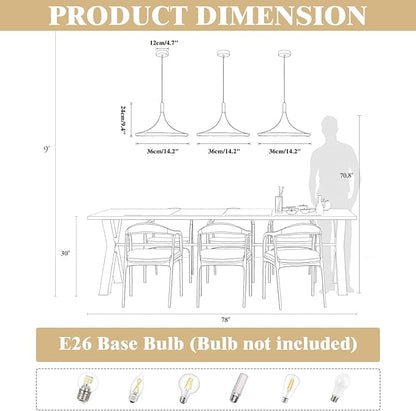 KCO Lighting Nordic Modern Macaron Pendant Light 3-Pack Farmhouse Barn Pendant Light Colorful Pendant Lighting Kitchen Island Lights Ceiling Hanging Over Island (Big)