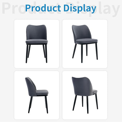 2 Dining Chairs: Upholstered Velvet Dining Room Side Chairs, Chair for Dining Room with Padded Seat and Wood Legs-Modern Dining Chairs for Restaurant, Kitchen, Cafe, Living Room(Dark Grey)