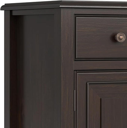 SIMPLIHOME Connaught Buffet - 67 inch Wide Solid Wood 4 Door Sideboard Cabinet in Dark Chestnut Brown, Traditional Dining Room Storage for Kitchen or Living Room with 2 Drawers and Adjustable Shelves