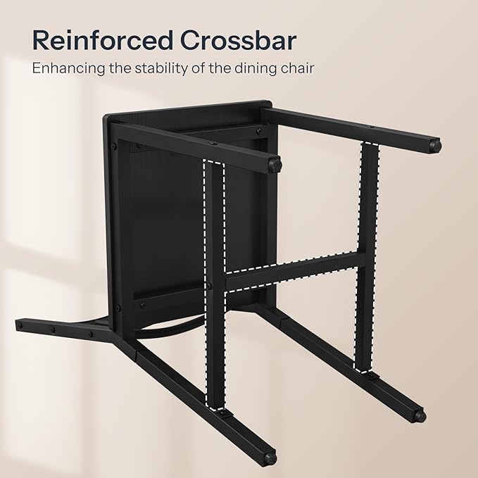 HOOBRO Dining Chairs Set of 2, Wooden Kitchen Chairs with Metal Frame, Industrial Dining Chairs with Back, Easy to Assemble, Farmhouse Dining Chairs for Living Room, Black BB39CD01