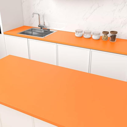 Decotalk Orange Wallpaper Solid Orange Peel and Stick Wallpaper 17.7"x120" Contact Paper for Cabinets and Drawers, Solid Color Removable Vinyl Wrap Wall Paper for Bedroom Wall