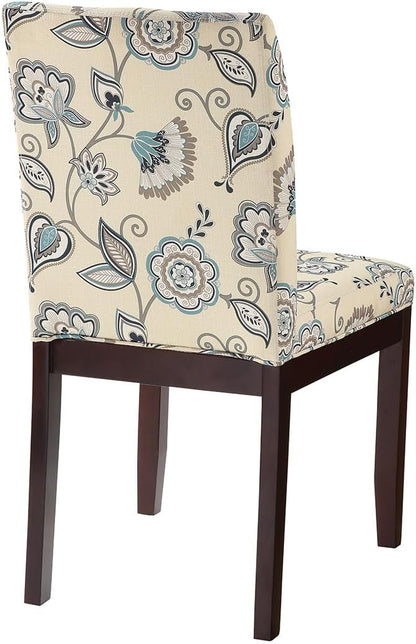 OSP Home Furnishings Dakota Upholstered Parsons Dining Chair with Espresso Finish Wood Legs, Avignon Sky