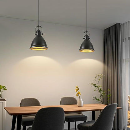 Farmhouse Pendant Lights Kitchen Island, 8.6 inches Matte Black Pendant Light Fixtures, Modern Kitchen Pendant Lighting, Industrial Light Fixture for Kitchen Island Dining Room, 1 Pack