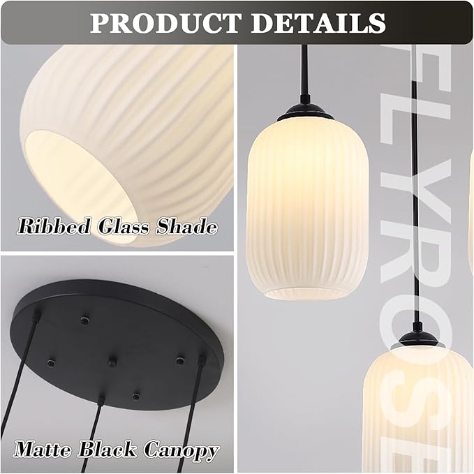 Small 3 Light Cluster Chandelier White and Black Glass Cylinder Pendant Light Vintage Milk Glass Chandelier Mid Century Modern Kitchen Island Pendant Light Stairwell Lighting Fixtures