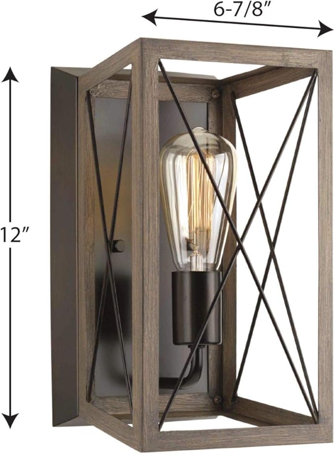 Progress Lighting P710012-020 Briarwood Antique Bronze One-Light Wall Sconce, Architectural