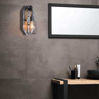 Retro Indoor Wall Light Wall Lamp Farmhouse Metal Cage Vanity Wall Sconce Lighting Rustic Matte Black Wall Mount Light Fixtures for Bedroom,Porch, Patio, Hallway, Balcony E26 Base