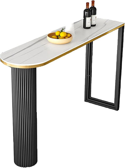 Small Round Marble Dining Table Marble Island Table for Kitchen, Bistro Pub Table Patio Height 105cm with Thickened Metal Frame for 2-6, for Small Places, Dining Living Room, C