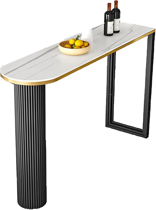 Small Round Marble Dining Table Marble Island Table for Kitchen, Bistro Pub Table Patio Height 105cm with Thickened Metal Frame for 2-6, for Small Places, Dining Living Room, C