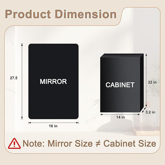 16x27.5 Medicine Cabinet with Mirror, Fully Assembled Recessed or Wall-Mounted Bathroom Mirrored Cabinet with Adjustable Storage Shelves for Vanity, Metal, Black