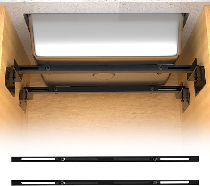 Heavy Duty Undermount Sink Brackets & Kitchen Sink Installation Parts Kit - 800 lbs Capacity Adjustable Carbon Steel Support, Horizontal Space-Saving Design for Kitchen Sinks (71-100cm)