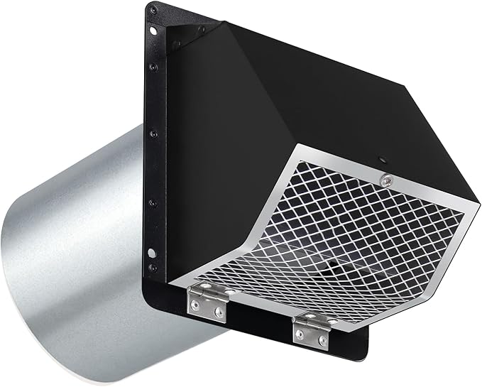 Dryer Vent Cover Outside,6 Inch Hooded Wall Vent with Screen&Damper,6"Vent Cover Exterior Vent Hood Wall Exhaust Vent Cover Cap for Kitchen Exhaust/Range Hood/Outdoor Air Vent,Galvanized Steel,Black