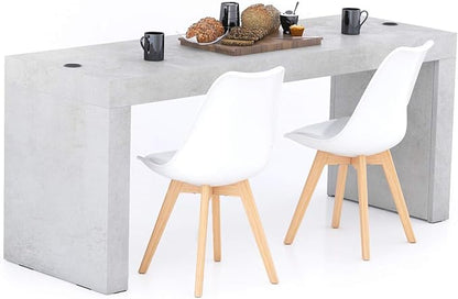 Mobili Fiver, Evolution Dining Table 70.9 x 23.6 in, with Wireless Charger, Concrete Effect, Grey with Two Legs, Made in Italy