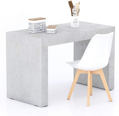 Mobili Fiver, Evolution Dining Table 47.2 x 23.6 in, Concrete Effect, Grey with Two Legs, for 4 People, Modern Dining Table for Kitchen, Italian Furniture