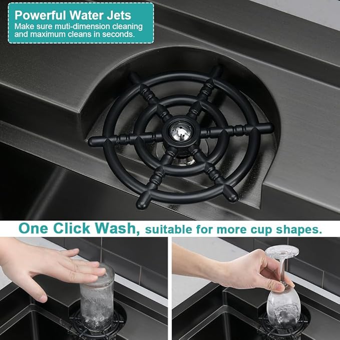 33 Inch Drop In Waterfall Kitchen Sink Black-iAnomla 33x19 Black Kitchen Sink Drop In Top Mount Modern Sinks with Cup Washer 16 Gauge Single Bowl Deep Multifunctional Smart Sinks and Faucet Combo