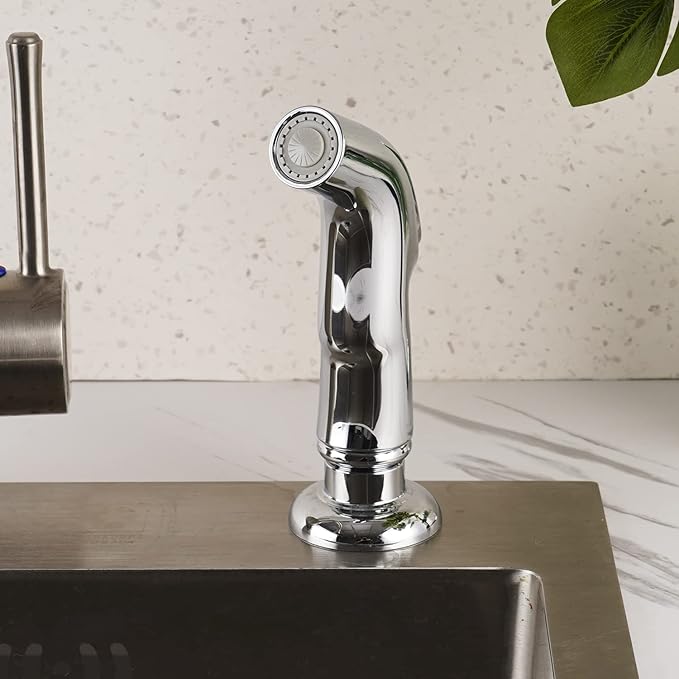 Universal Sink Sprayer Attachment for Faucet, Kitchen Side Sprayer Head Compatible with Delta, Moen, Kohler and Other OEM Brands Pull Out Spray Head, Chrome Finish, Ergonomic Design