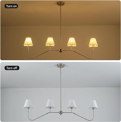MAYNA 47" Contemporary Brushed Nickel Kitchen Island Chandelier, 4-Light Kitchen Table Light Fixture Over Island, Adjustable Hanging Linear Light Fixture for Dining Room, E12 Base