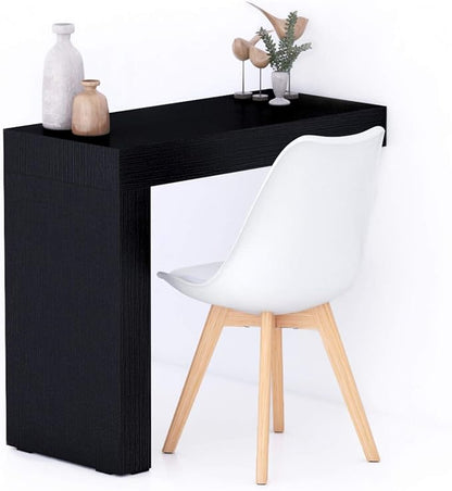 Mobili Fiver, Evolution Dining Table 35.4 x 15.7 in, Ashwood Black with One Leg, for 1 People, Modern Dining Table for Kitchen, Italian Furniture