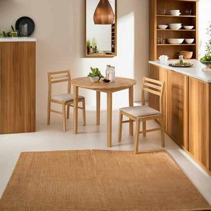 Furnifact Stylish 3-Piece Dining Set with Drop Leaf Table and Comfortable Tan Chairs