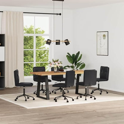 Modern Dining Chairs Set of 6 Black Faux Leather Upholstered Adjustable Height Kitchen and Living Room Furniture