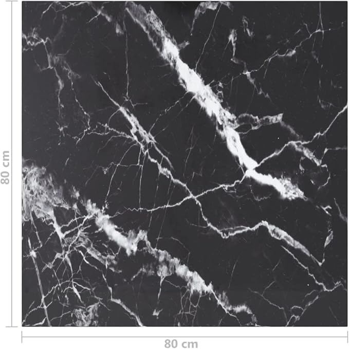 31.5 x 31.5 inch Square Tempered Glass Table Top in Black White Marble Design, Modern Indoor Dining Coffee Countertop Tabletop for Living Room Kitchen and Office