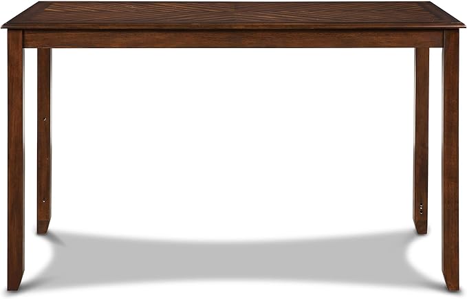 New Classic Furniture Amy Kitchen Counter Island Dining Table for 4 with Storage Shelf & USB Chargers, Traditional Brown Cherry