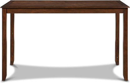 New Classic Furniture Amy Kitchen Counter Island Dining Table for 4 with Storage Shelf & USB Chargers, Traditional Brown Cherry