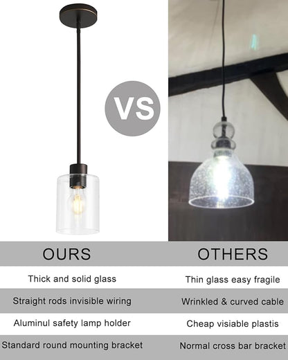Brown and Gold Pendant Lights Kitchen Island - Clear Glass Pendant Light Fixture Multiple Stems Rods 3 Units 12 Inch 3 Units 4 Inch (2 Pack Brown and Gold Downrod)