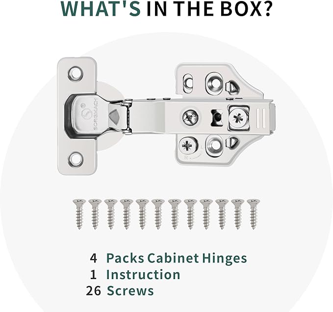 4 Pack Half Overlay Soft Close Cabinet Hinges 105° Frameless 3 Way Adjustable Soft Close Hinges for Cabinet Doors Kitchen Cabinet Door Hinges with Screws