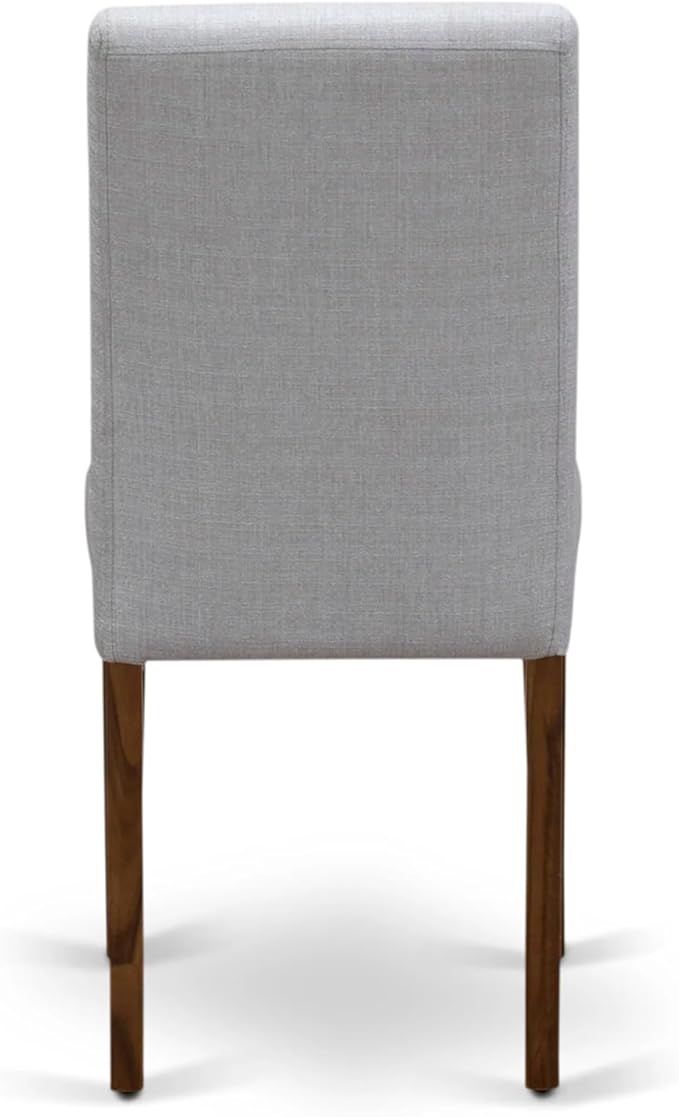 East West Furniture ABP8T05 Abbott Parson Chairs - Grey Linen Fabric Padded Dining Chairs, Set of 2, Walnut