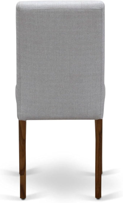 East West Furniture ABP8T05 Abbott Parson Chairs - Grey Linen Fabric Padded Dining Chairs, Set of 2, Walnut