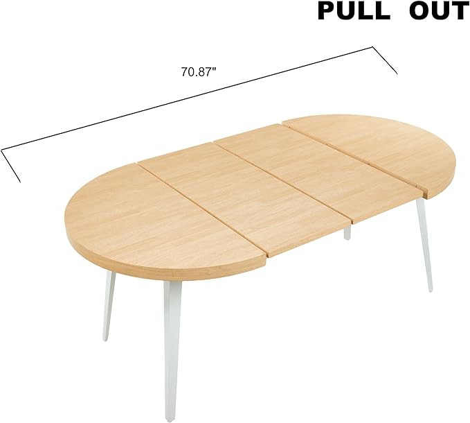 Extendable Dining Room Table, 70.87”-39.37”Large Oval Kitchen Table Set for 4 to 6 People，Wood Tabletop Foldable Tables for Conference Room (1 Table Only Oak)