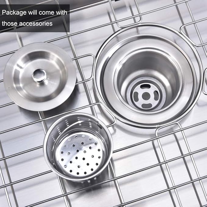 15x20 Inch Bar Sink Drop In, Topmount Small 16 Gauge 304 Stainless Steel Kitchen Sink，Single Bowl Handmade Sink for Laundry Wet Bar Prep RV Office Outdoor Yard with Grid & Drain