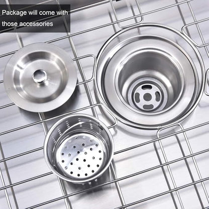 15x20 Inch Bar Sink Drop In, Topmount Small 16 Gauge 304 Stainless Steel Kitchen Sink，Single Bowl Handmade Sink for Laundry Wet Bar Prep RV Office Outdoor Yard with Grid & Drain