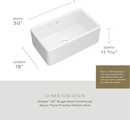 ROHL MS3018WH Shaws Classic Fireclay Kitchen Sink