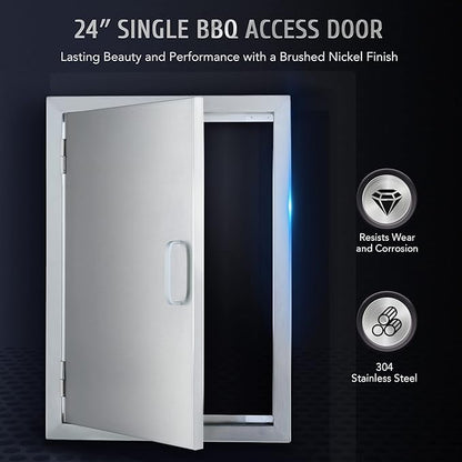 CO-Z Outdoor Kitchen Doors, Weatherproof 304 Stainless Steel Built in Single Access Doors for Outside Kitchen Commercial Grilling Grill BBQ Island Barbeque Station Storage Cabinet (17" x 24")