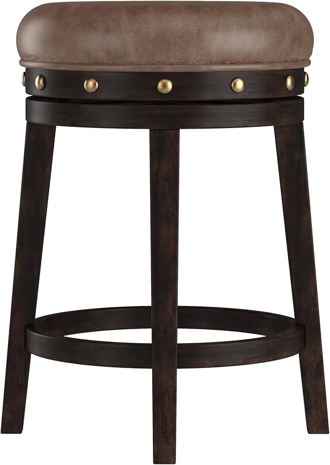 Hillsdale Benard Backless Swivel Counter Stool Height, Brown