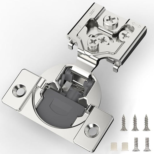 Furniware 60 Pieces 5/8 inch Overlay Soft Close Cabinet Hinges for Face Frame Cabinet, Stainless Steel, 105° Opening Angle, Concealed Self Closing Door Hinges- 3 Way Adjustment