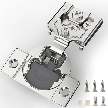 Furniware 20 Pieces 5/8 inch Overlay Soft Close Cabinet Hinges for Face Frame Cabinet, Stainless Steel, 105° Opening Angle, Concealed Self Closing Door Hinges- 3 Way Adjustment