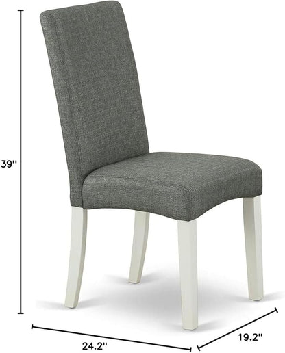 East West Furniture DRP2T07 Driscol Parson Dining Chairs - Gray Linen Fabric Padded Chairs, Set of 2, Linen White