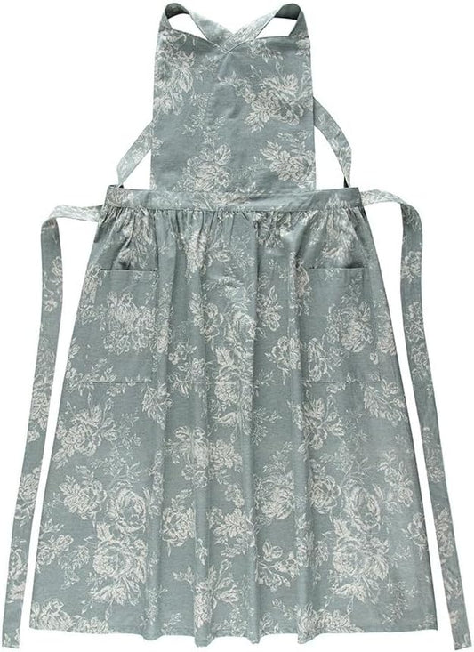 Adult Kitchen Apron Floral Cotton Waterproof Adjustable Apron Cooking Baking Garden Chef Apron with Pocket