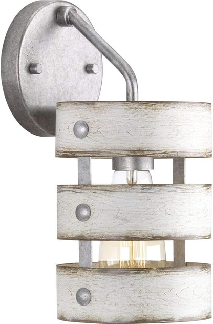 Progress Lighting Gulliver Collection 1-Light Antique Whitewashed Farmhouse Wall Sconce Light, Galvanized Finish