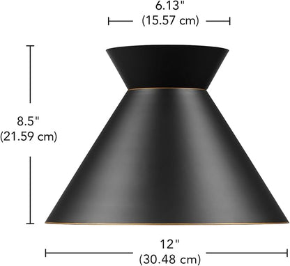 Globe Electric 1-Light Flush Mount Ceiling Light, Matte Black, Bronze Trim on Shade and Canopy, Accent, Kitchen, Home Improvement, Hallway, Front Door, Entry, Dimmable