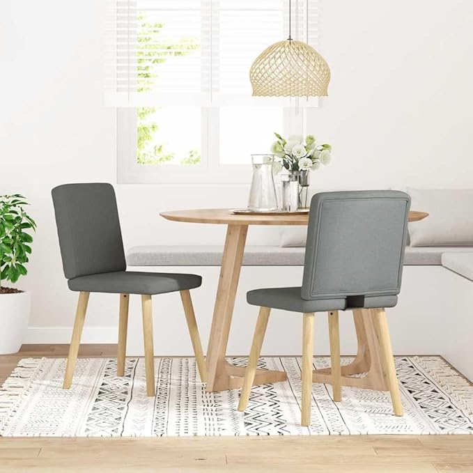 2-Pack Dark Gray Fabric Dining Chairs with Metal Frame - Modern Farmhouse Kitchen Chairs for Dining Room, Living Room, Bedroom