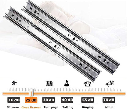 Gobrico Soft Close Drawer Slides 24 inch 1 Pair，Kitchen Drawer Slides 1 Fold Side Mount, Hardware Cabinet Drawer Slides Full Extension Drawer Glides, Heavy Duty Hydraulic Self Close Rails