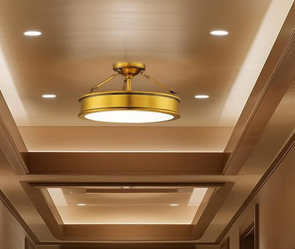 Minka Lavery 4177-249 Harbour Point Semi-Flush, 3-Light, 300 Total Watts, 19-in H x 9.75-in W, Liberty Gold
